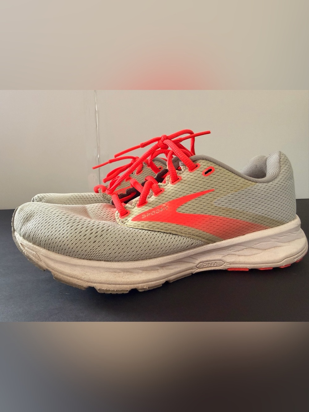 Brooks Women's Light Gray Running Sneakers with Coral Accents